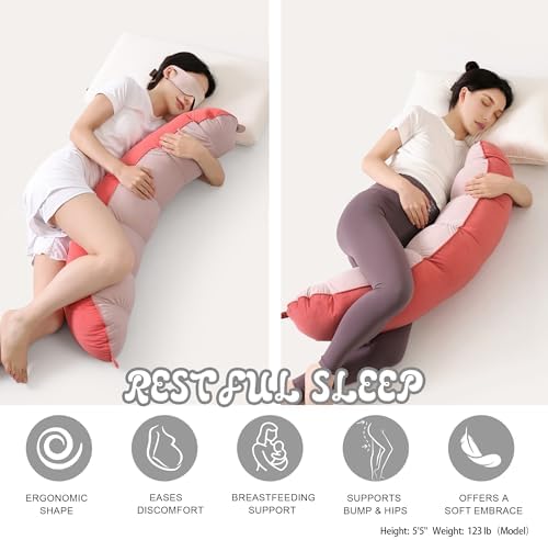 Peallow(Pat. Pend) – Long Round Body Pillow for Adults, Bolster Pillow for Sleeping, Soft and Supportive Pillow for Sleeping & Lumbar Support(Coral Peach,39") - Image 5