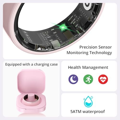 Smart Ring for Women, Health Tracker & 5ATM, COLMI R02. (Pink Ceramic, 9#) - Image 4