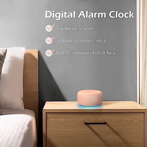 Buffbee Sound Machine & Alarm Clock 2-in-1, Bedroom Sleep Clock, Peach - Image 6