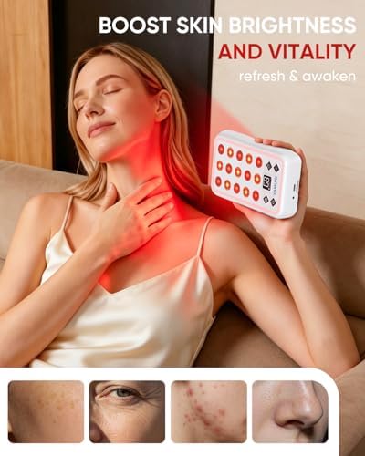 Portable Red Light Therapy for Face & Neck, Mini Type-C Rechargeable Light Device Panel, 15 Dual Wavelength 660nm 850nm LEDs, Built-in Timer, Protective Eyewear & Travel Storage Case Included - Image 2