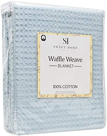 100% Fine Cotton Blanket Luxurious Weave Stylish Design Soft and Comfortable All Season Warmth, King, Waffle Weave Pearl Blue (Pack of 6) - Image 3