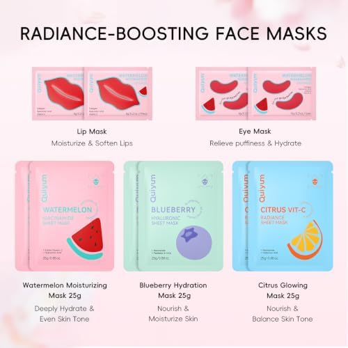 QUIYUM 26PCS Face Masks& Lip& Eye Masks Skin Care Set for Women Teens Girl - Image 3