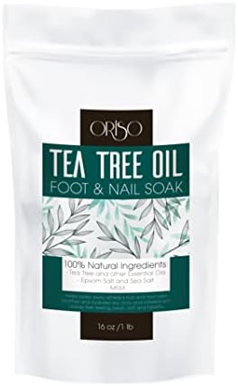 Tea Tree Oil Foot Soak - Pedicure Supplies with Epsom Salts and Lavender - Athletes Foot Treatment for Cracked and Dry Feet - Stubborn Foot Odor - Softens Calluses - 16 Oz by ORISO