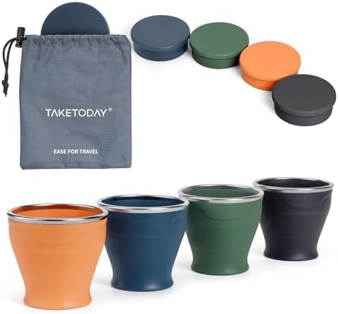 TakeToday Collapsible Cup 8 oz 4-Pack for Travel by TAKETODAY