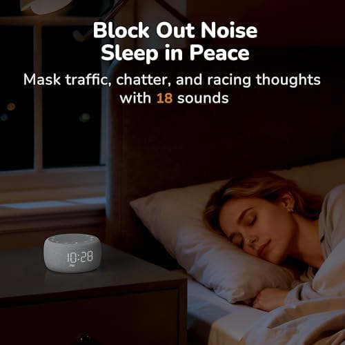 Buffbee Alarm Clock with Sound Machine for Bedrooms – 2-in-1 White Noise Machine for Sleep, Gentle Wake-Up with Soft Alarm Sounds, Ambient Night Light, Plug-in, Sleep Better, Wake Gently - Image 3