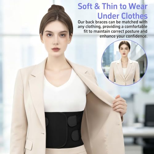 Posture Corrector for Women and Men, Back Brace with Lumbar Support Panel and Adjustable Shoulder Support, Full Back Support Posture Trainer, Back Straightener for Upper Back, Lower Back Support, Rounded Shoulders, Slouching, Hunchback Corrector (Black... - Image 4