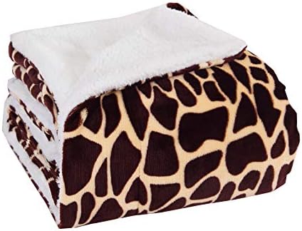 Elegant Comfort Luxury Ultra-Plush Velvet Touch Fleece Throw Soft, Warm, Cozy| Micromink Sherpa-Backing Reversible Blanket for Bed, Sofa and Couch, (50 x 60), Giraffe by ELEGANTCOMFORT