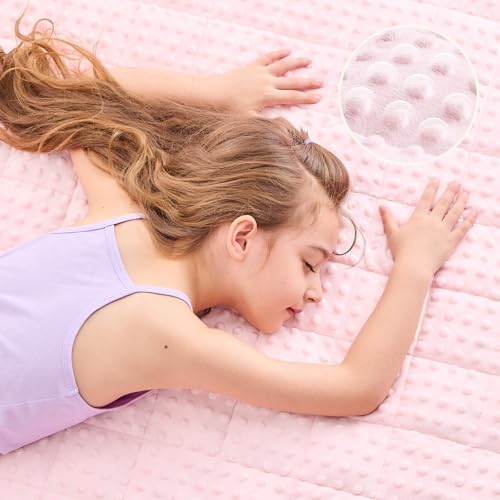 yescool Pink Weighted Blanket 5 Pounds, 40 * 60in Twin Size Cooling Weighted Throw Blanket, Minky Heavy Blankets Warm Weighted Comforter, Big Washable Thick Blankets Gifts - Image 2