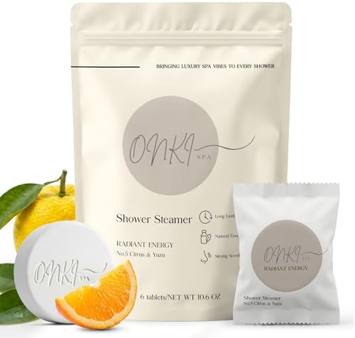 Citrus Shower Steamers Aromatherapy 6 Pack – Yuzu Citrus Shower Steamer for Energy, Relaxation & Self Care – Energizing Spa Shower Bombs for Women & Men, Individually Wrapped by OnkiSpa