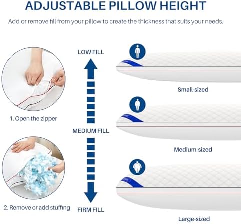 YZ HOME Long Body Pillow for Adults - Insert with Shredded Blue Memory Foam - Image 5