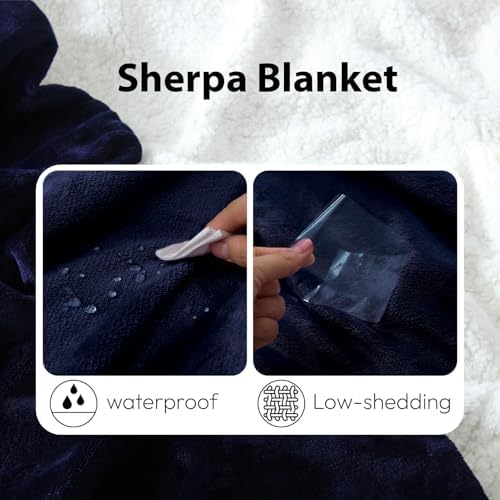 NANPIPER Sherpa Blanket for Couch, Warm and Lightweight Throw, Soft Fuzzy Plush Fleece for Winter, Estate Blue 50x60 Inches - Image 4