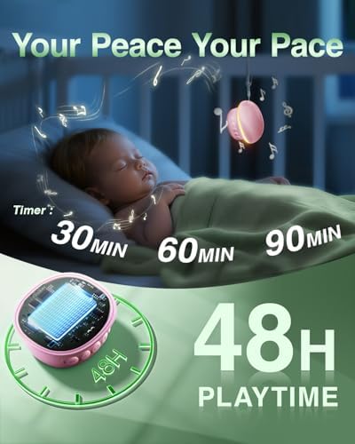 Portable White Noise Sound Machine for Baby Adults, 20 Soothing Sound & 30-Level Volume, 48H Runtime with 30/60/90min Timer, Memory Recall, Soft Night Light for Sleep, Home, Travel, Easy to Pocket - Image 4