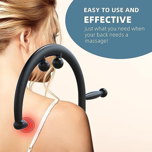 KEINE MARKE Back and Neck Massager Trigger Point Massage Tools Massage Cane for Pain Relief and Self Massage Hook Therapy Handheld Back Neck Shoulder Massager Gift for Women & Men Black - Image 3