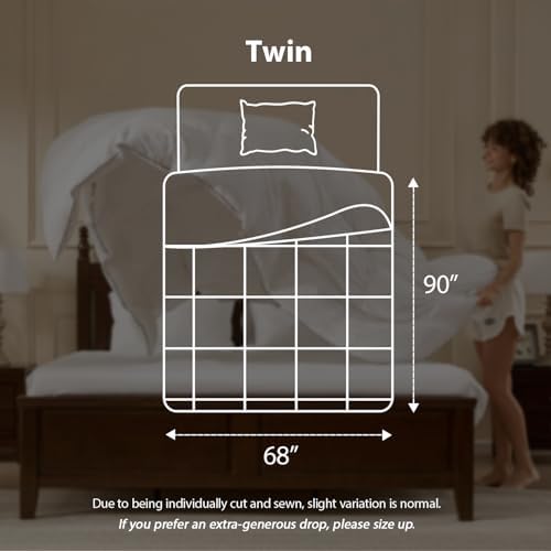 Pacific Coast Goose Feather Down Fiber Comforters Twin Size, Extra Fluffy White Duvet Insert, Ultra-Soft, Breathable, All Season Hotel Luxury Bedding Comforters, 8 Corner & Center Loops (68"x90") - Image 5