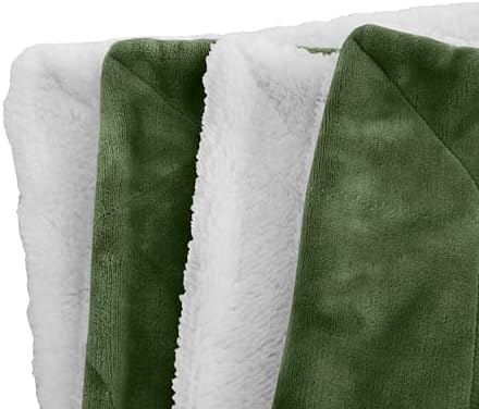 Elegant Comfort Luxury Ultra-Plush Velvet Touch Fleece Throw Soft, Warm, Cozy| Micromink Sherpa-Backing Reversible Blanket for Bed, Sofa and Couch, Solid Sage - Image 3