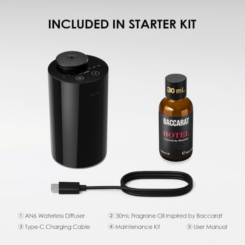 Airversa AN6 Waterless Essential Oil Diffuser Starter Kit, Black - Image 6