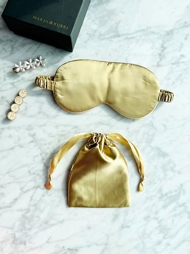 [1 Pack] QSYW Sleep Masks, Satin Eye Mask for Sleeping - Silky Eye Masks Bulk with Storage Bag & Elastic Strap,Golden - Image 3