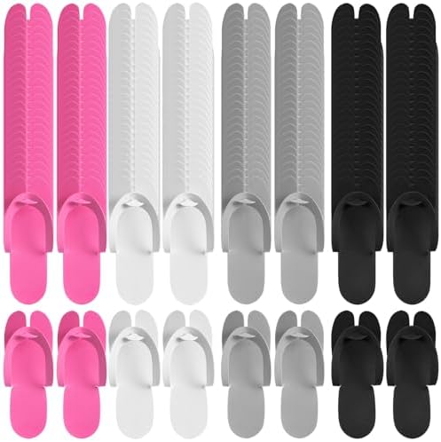 JaGely 100 Pair Disposable Pedicure Slippers Bulk Multicolor Flip Flop for Pedicure Anti Slip EVA Foam Spa Slipper Sandal Disposable Shoe Kit for Women Nail Bath Salon Party Supplies by JaGely