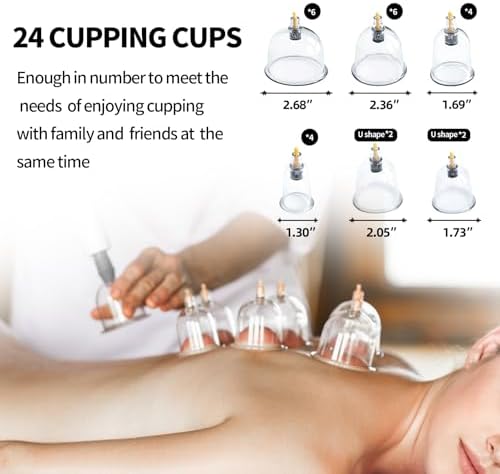 Cupluw Cupping Set, 24 Cups Cupping Kit for Massage Therapy, Chinese Cupping Therapy Set with Magnetics, Professional Vacuum Cupping Set for Cellulite Reduction Muscle Pain Relief with Manual Pump - Image 4