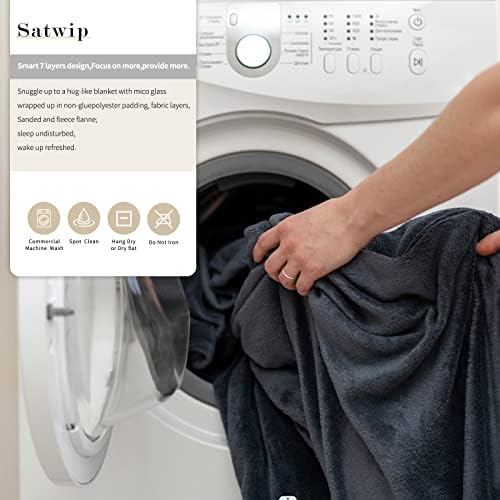 Satwip Weighted Blanket 10 Pounds Grey Fuzzy Warm Flannel Bed Blanket for Adults with Soft Breathable Sanded, 48 x 72 inches, Grey - Image 7