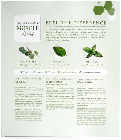 Village Naturals Therapy 3-Piece Relaxing Muscle Wellness Spa Gift Set, Eucalyptus Mint Scent - Image 2