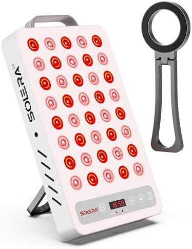 SOLRA Near Infrared Red Light Panel with Magnetic Stand 660nm 850nm Dual Wavelength LED Wellness Lamp Zero EMF Beauty Device White by SOLRA