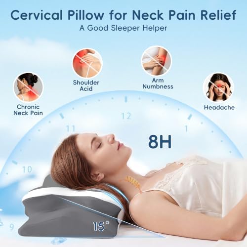 Cervical Neck Pillow for Pain Relief, Ergonomic Contour Memory Foam Pillow - Image 2