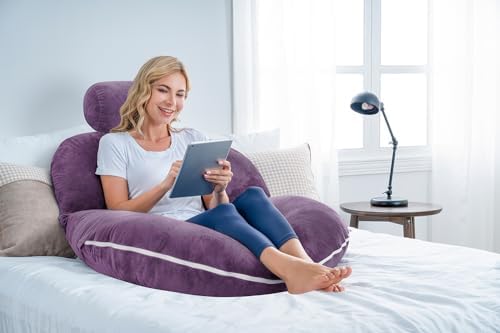 INSEN Reading Pillow, Back Pillow for Sitting in Bed and Couch, Gaming Pillow for Adults, Sit Up Support for Bed, Purple - Image 4
