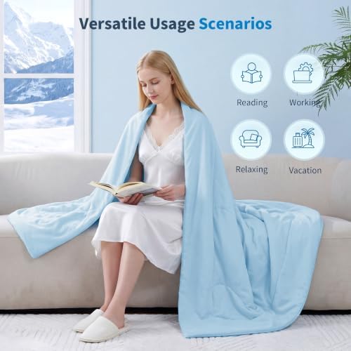 MASVIS Cooling Comforter King Size, Cooling Blanket for Hot Sleepers Lightweight Summer Blanket with Double-Sided Cold Tech Fabric,Breathable Cold Blanket,Light Blue,90"X108" - Image 4