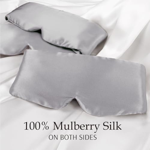 Zenssia 100% Mulberry Silk Sleep Mask Eye Mask for Men & Women, Silvergrey - Image 2