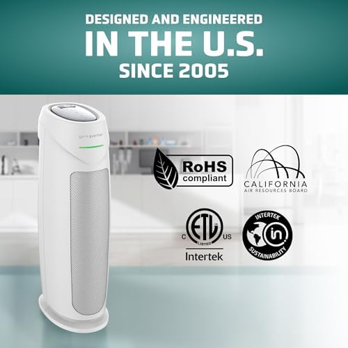 GermGuardian HEPA Indoor Large Room Air Purifier for Home - Pet Dander, Dust, Pollen, Smoke, and Odors in Bedroom, Office, and Kitchen - Air Quality Monitor and UV-C Light Combo - White - Image 4