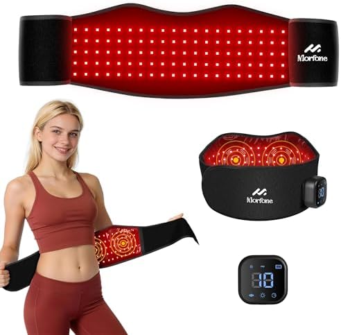 Cordless Red Light Therapy Belt for Body with Heat Vibration 660nm & 850nm by Morfone