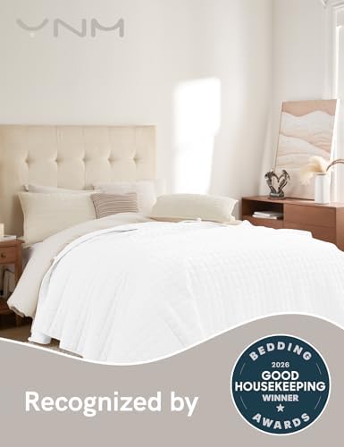 YnM Velvet Weighted Blanket, Ultra-Soft Heavy Bed Blankets, Heavy Weight Big Comforter, Oversized Bedspread & Home Decor Piece for All Season (White, 90"x104" 50lbs, King/Ca King) - Image 5