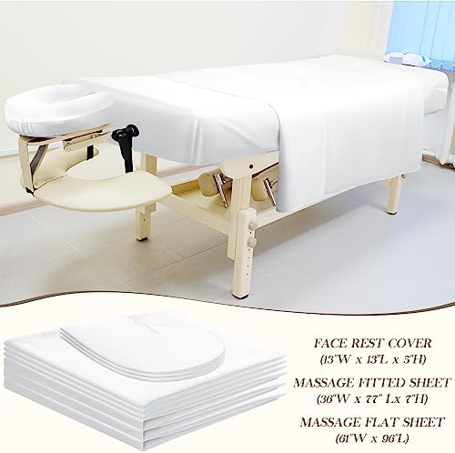 Mixweer 9 Pcs 3 Set Microfiber Massage Table Sheets Set Bulk Includes Flat Sheet, Fitted Sheet with Pocket, Face Rest Cover(White) - Image 4