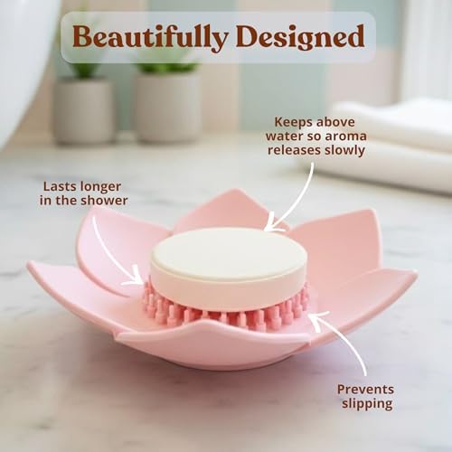 MESMOS Lotus Shower Steamer Trays, Silicone Soap Holder & Small Shower Steamer Dish, Self Draining Flower Tray for Spa Gifts, Self Care & Mom Relaxation - Image 2