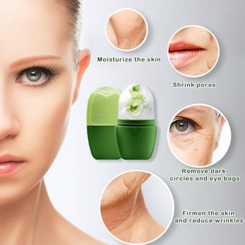 XHJRI Ice Face Roller Massager,Ice Cube Roller for Face, Eyes and Neck Naturally Conditioning and Skin Care,De-Puff Eye Bags,Reduce Migraine Pain,Reusable Massage Silicone Ice Mold (New Green) - Image 6