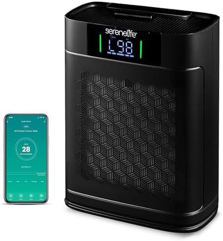 SereneLife Air Purifier for Home - Smart Room Air Purifier with Sleep and Automatic Modes, WiFi and App Control, Ultra Quiet, Removes Dust, Pet Hair and Odor for Large Rooms up to 1,076 Sq Ft by SereneLife