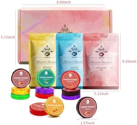 MR MIRYE Shower Steamers Aromatherapy, 24-Pack Shower Bombs Birthday Gifts for Women, Valentine's Day Gift with Eucalyptus Mint Lavender Watermelon Grapefruit Tangerine Essential Oils - Image 3