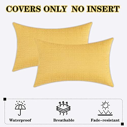Kevin Textile Outdoor Waterproof 12”x24” Pillow Covers 2 Pack, Yellow - Image 7