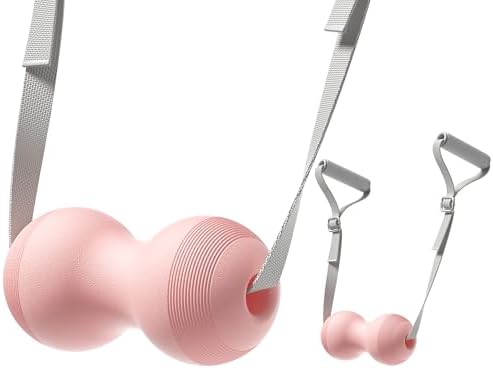 VICSKY Peanut Massage Ball with Handles & Pull Strap - Dual Trigger Point Therapy for Feet, Legs, Neck, Muscle Pain Relief, Myofascial Roller with Adjustable Strap (Pink) by VICSKY
