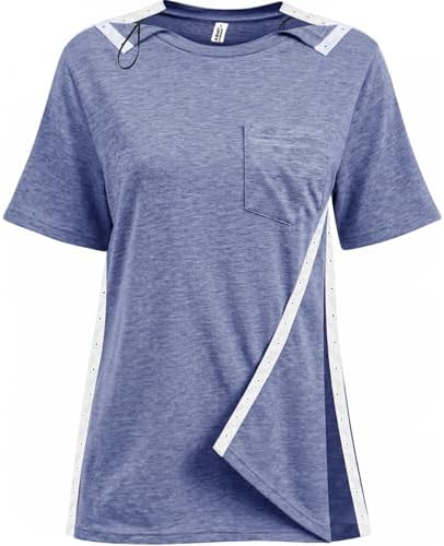Women Shoulder Surgery Shirts for Women Tear Away Post Surgery Shirt for Men Full Snap Access Recovery Clothing by UCOVERIT