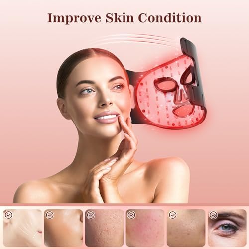 INTEO Red Light Therapy Mask for Face, 850nm NIR, Red/Blue LED Light Mask - Image 2