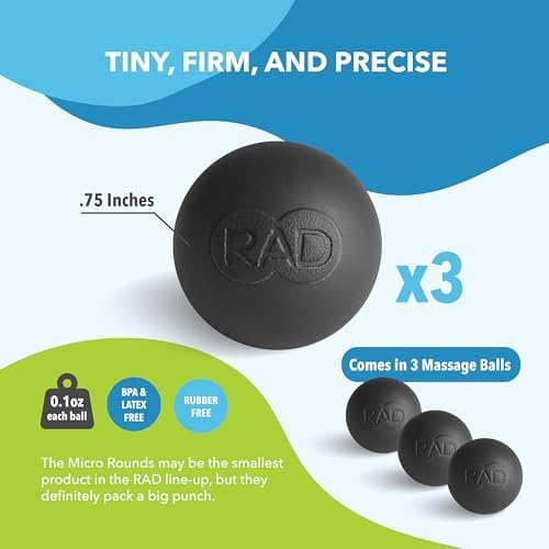 RAD Micro Rounds – Yoga Deep Tissue Massage Ball Set (Small 0.75 Inch Balls, 3 Pack) – Targeted Myofascial Release for Feet, Plantar Fasciitis, Jaw & Hands – Trigger Point & Mobility Therapy - Image 4