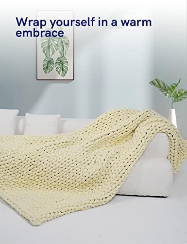 YnM Chenille Weighted Blanket, Handmade Chunky Knitted Design, Soft and Cozy, Temperature Regulating and Breathable, Machine Washable Throw for Sleep or Home Decor (Sparkling White, 50x60 Inch, 10lbs) - Image 3