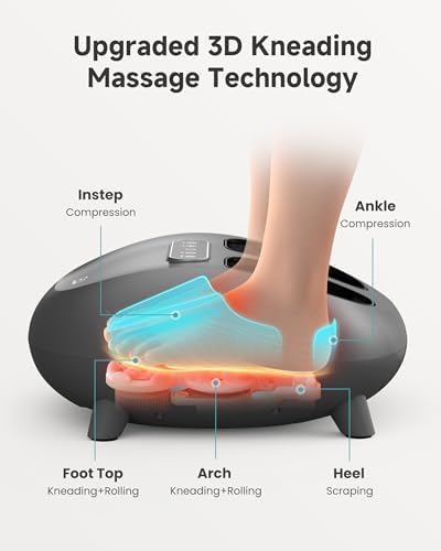 Foot Massager with Heat Compression Kneading Rolling Shiatsu Feet Massager for Plantar Fasciitis Neuropathy, Large Size 14" Remote Control Foot Heater/Heated Feet Warmer Gifts/Presents for Women,Men - Image 4