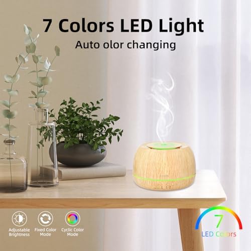 SEEDSEEL 300ML Essential Oil Diffuser 8 Hours Run Time, Aromatherapy Diffuser with Remote Control,7-Color LED for Home - Image 5
