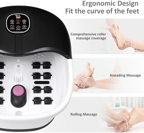 Collapsible Foot Spa Bath Massager with Heat Bubbles and Vibration Massage and Jets, 16oz Tea Tree Oil Foot Soak with Epsom Salt, Foot Bath Basin with Red Light & Remote - Black - Image 5