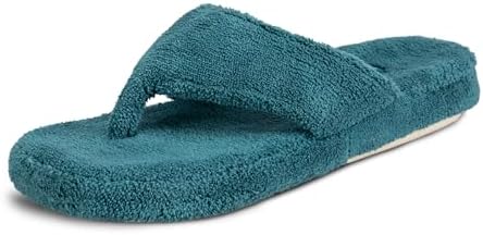 Acorn Women's Spa Thong Slippers with Cloud Contour Comfort - Arch Support and Plush Fluffy Terry Lining, Perfect for Beach, Camping, Poolside, or Bathroom Wear by AcornFootwear