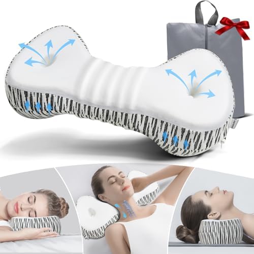 Neck Support Pillow, Cervical Neck Roll Memory Foam Pillow, Cervical Traction Device, Neck Pillow for Side Sleepers, Camping & Travel Pillow with Portable Bag by MixinisoSleepingHouse