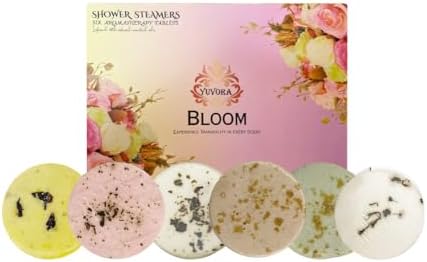 Transform Your Shower into a Spa with Yuvora Shower Steamers. 6 Amazing Scents to Soothe Your Senses - Infused with Essential Oils Home Spa, Gift Set for Women (18 Pack - Bloom + De Stress + Bliss) by Yuvora